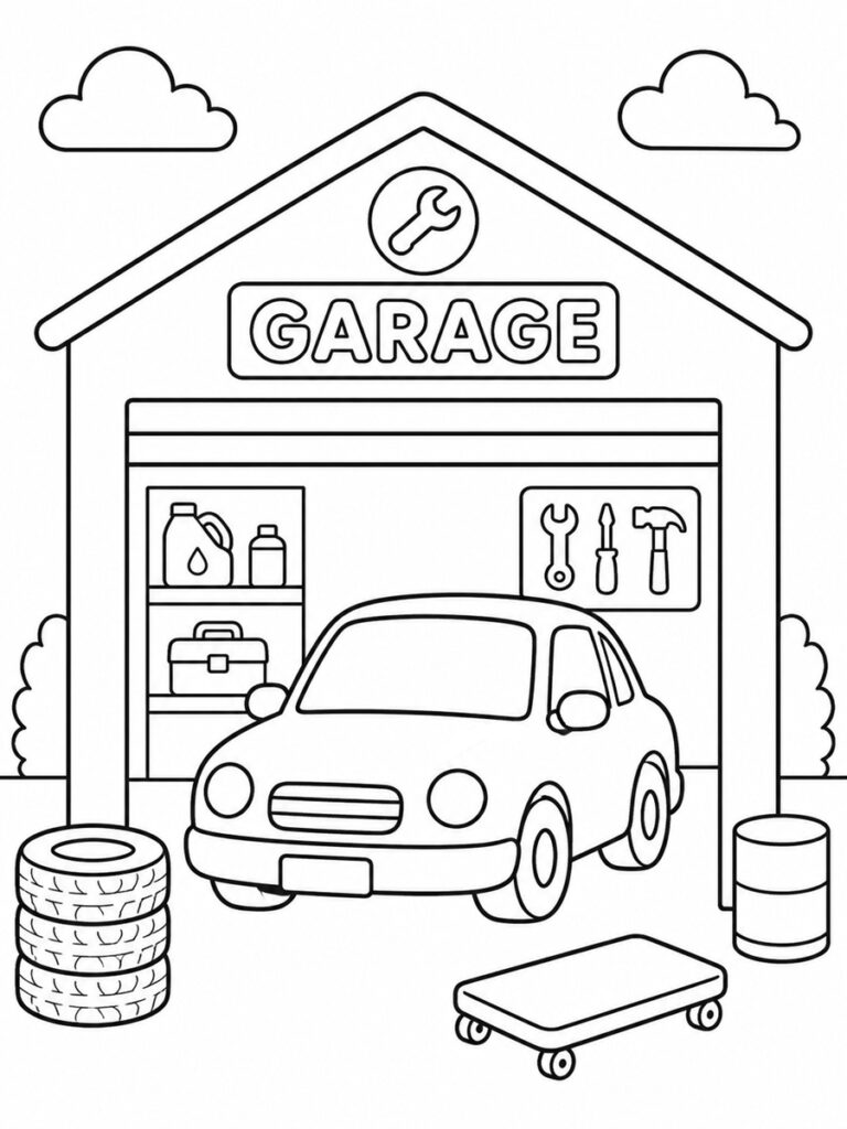 Voiture garage Coloriage voiture garage