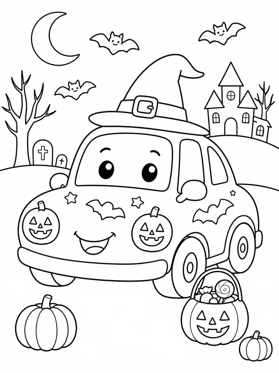 Coloriage voiture Halloween