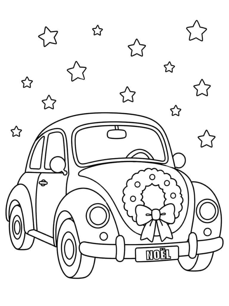 Voiture de Noël Coloriage voiture Noël