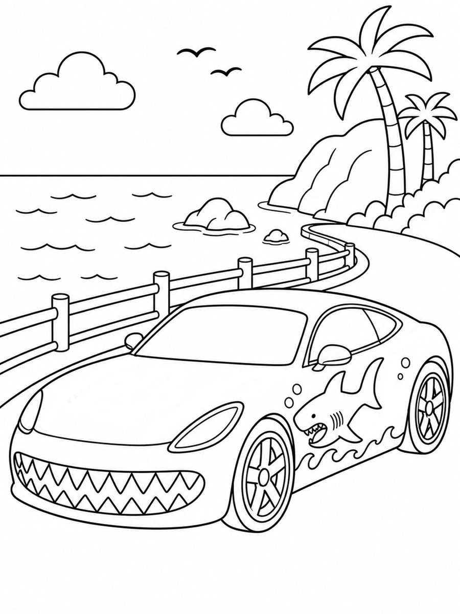 Coloriage voiture requin