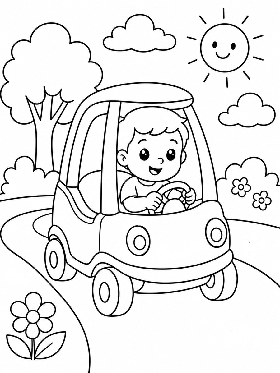 Coloriage voiturette enfant
