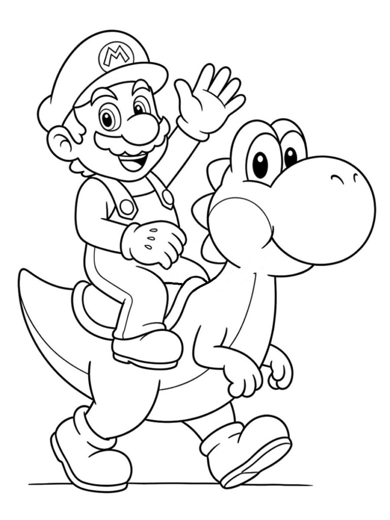 Coloriage Mario Yoshi