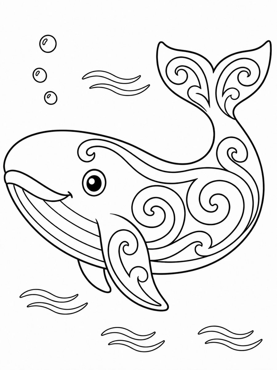 Coloriage baleine maorie