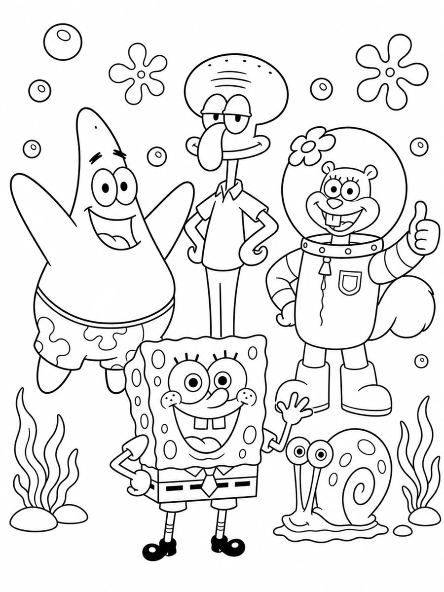 Coloriage Bob l'éponge et ses amis