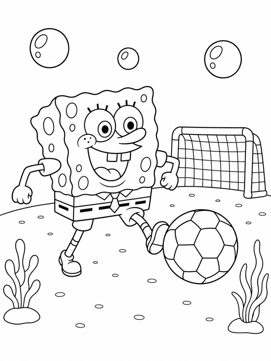 Coloriage Bob l'éponge football