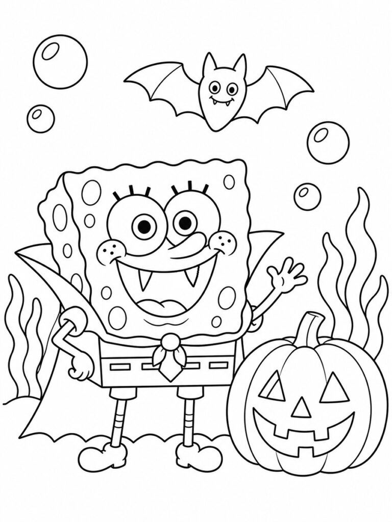 Bob l'éponge Halloween Coloriage Bob l'éponge Halloween