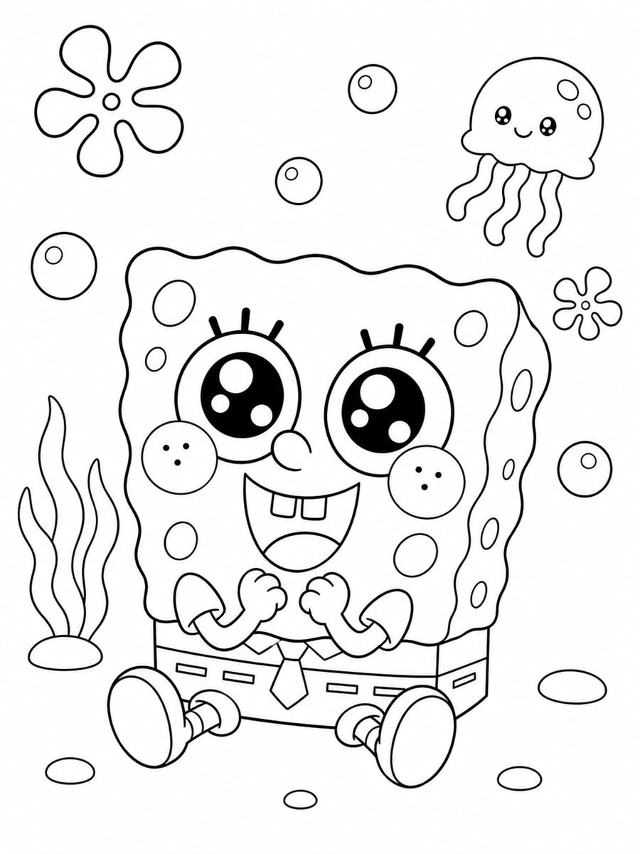 Coloriage Bob l'éponge kawaii