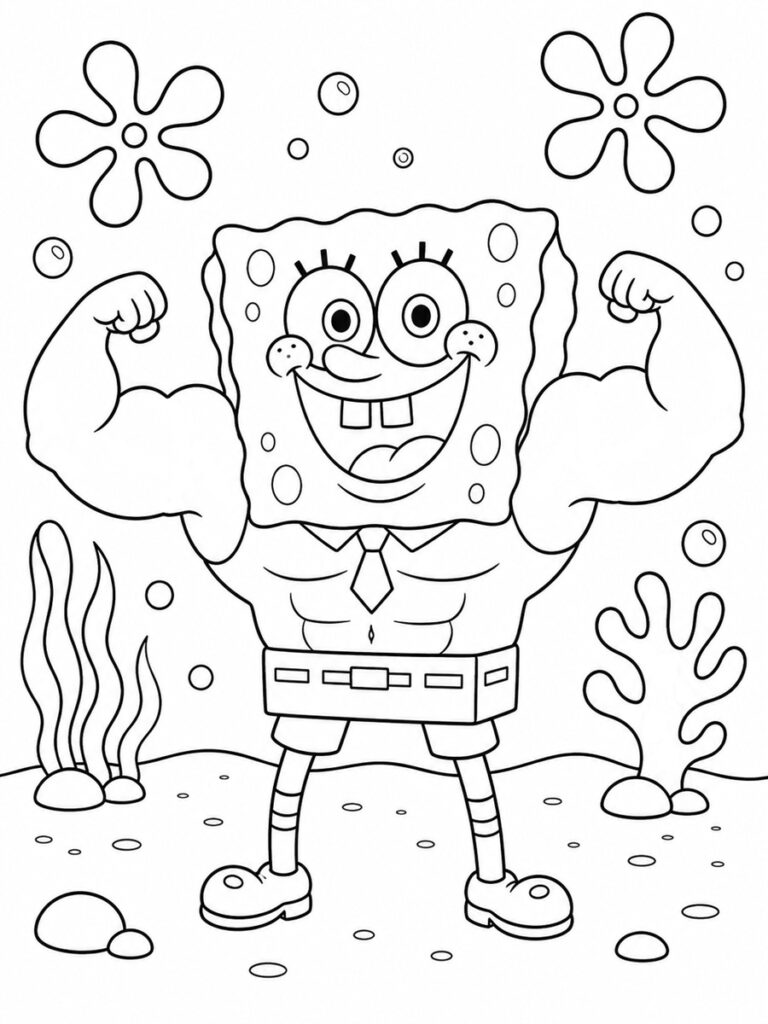 Bob l'éponge musclé Coloriage Bob l'éponge musclé