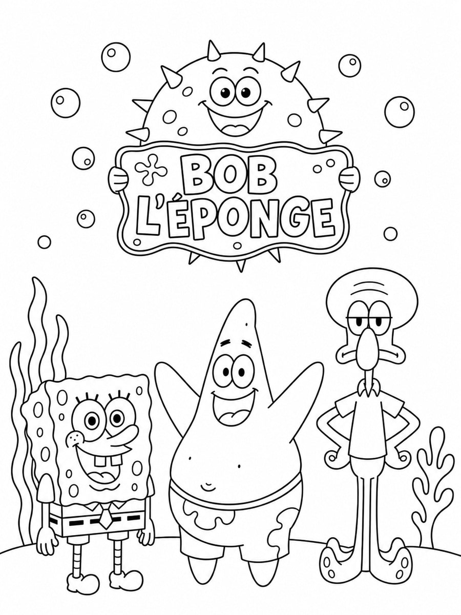 Coloriage Bob l'éponge, Patrick et Carlo