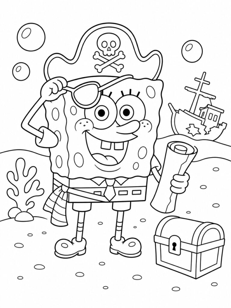 Bob l'éponge pirate Coloriage Bob l'éponge pirate