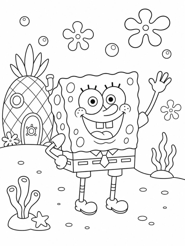 Bob l'éponge souriant Coloriage Bob l'éponge souriant