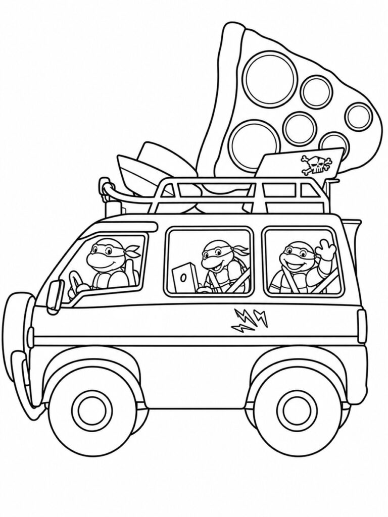 Camion Tortues Ninja Coloriage camion Tortues Ninja