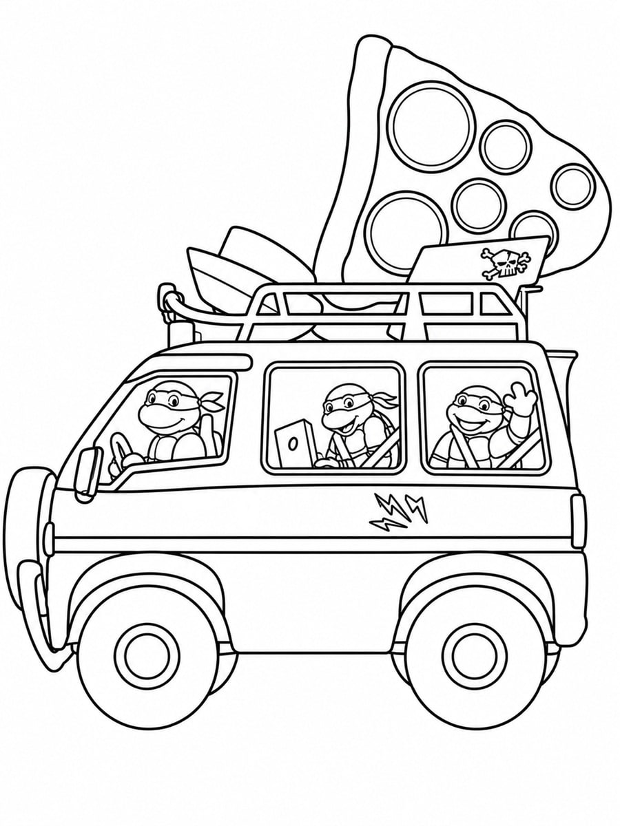 Coloriage camion Tortues Ninja