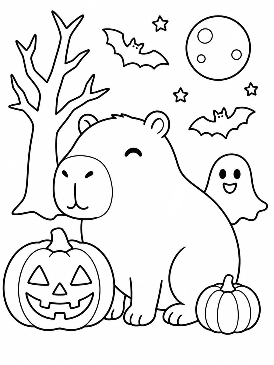 Coloriage capybara Halloween