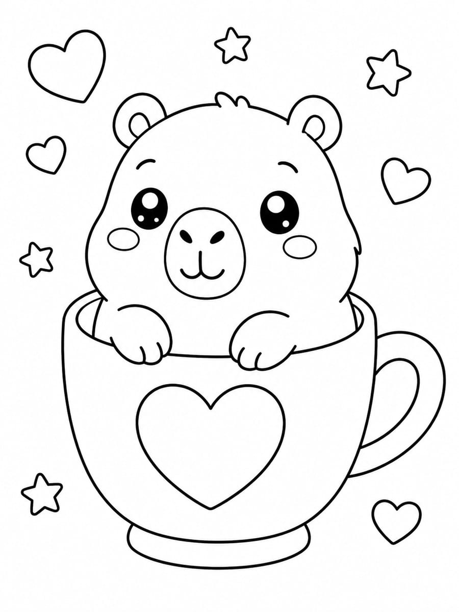 Coloriage capybara kawaii