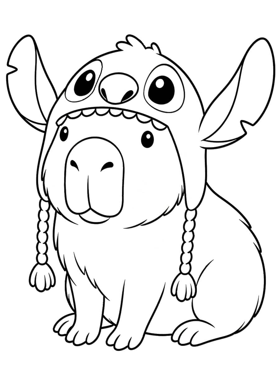 Coloriage capybara Stitch