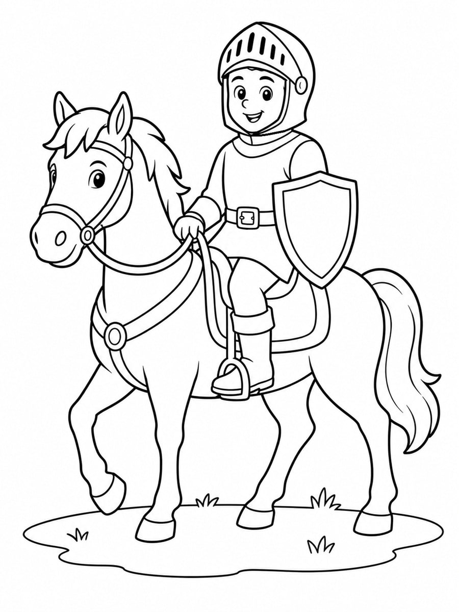 Coloriage chevalier à cheval