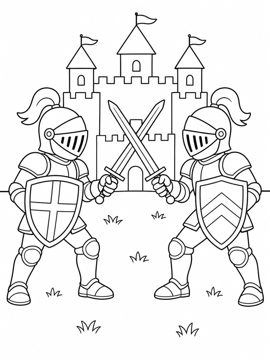 Coloriage chevalier bataille