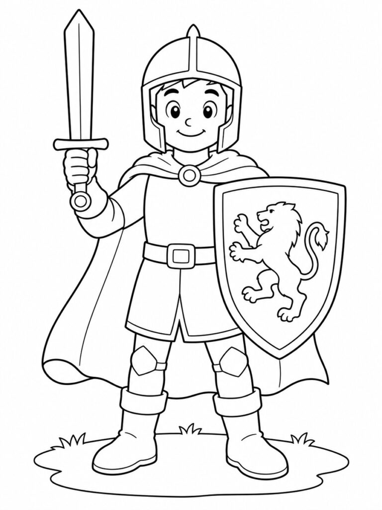 Coloriage chevalier du Moyen Âge