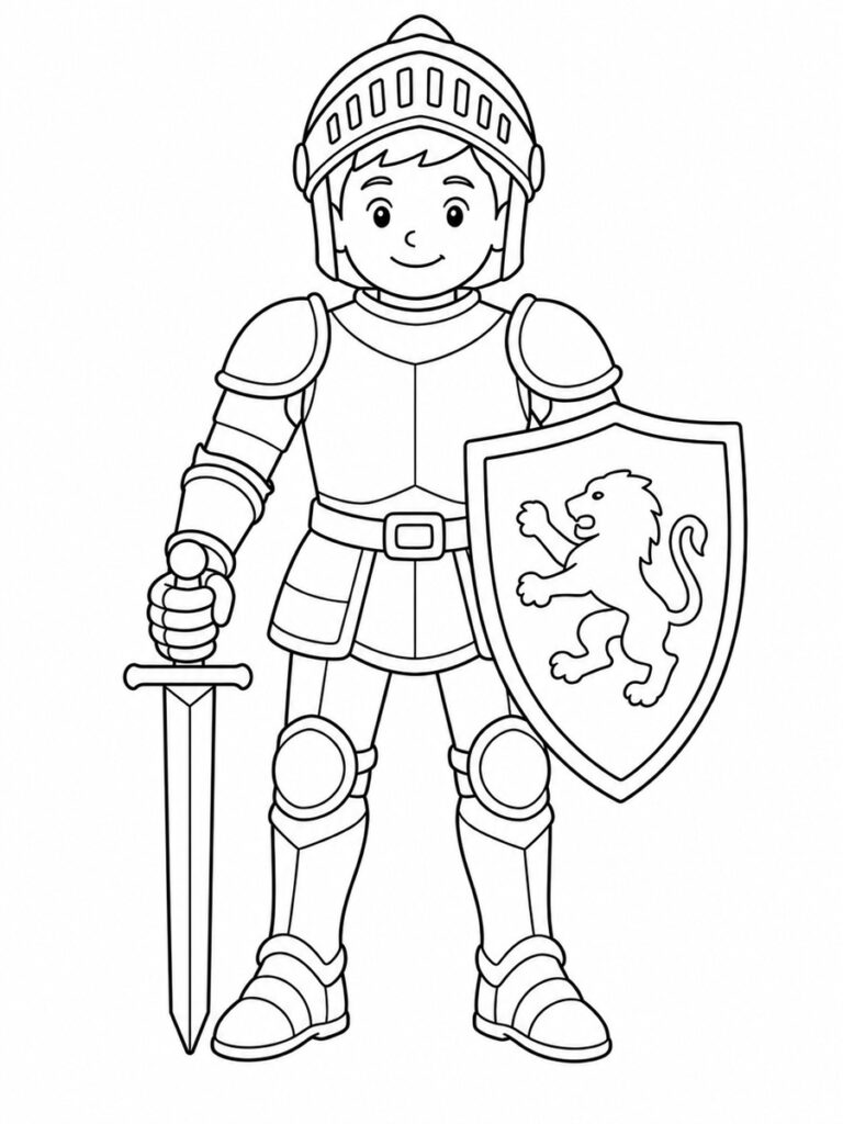 Coloriage chevalier en armure