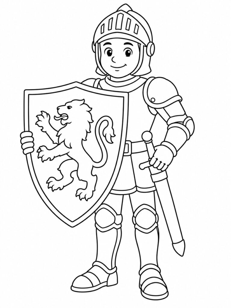 Coloriage chevalier et bouclier