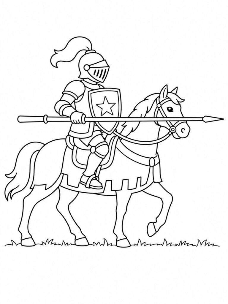 Coloriage chevalier joute