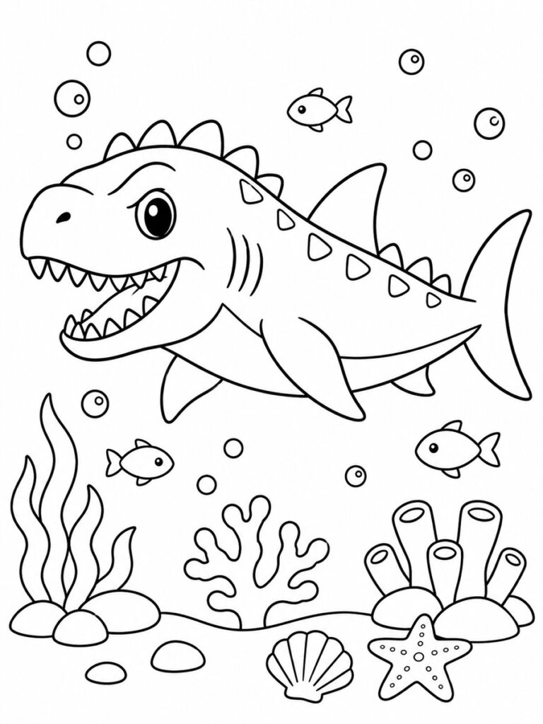 Dinosaure requin Coloriage dinosaure requin