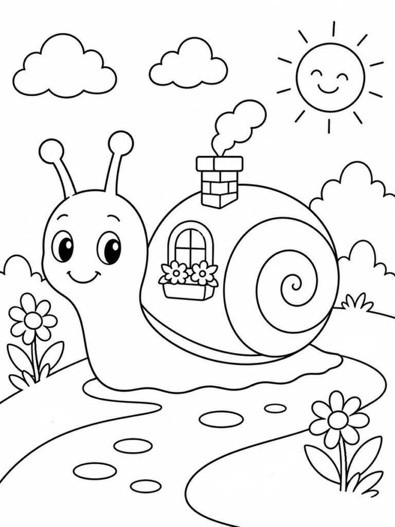 Escargot avec maison Coloriage escargot avec maison