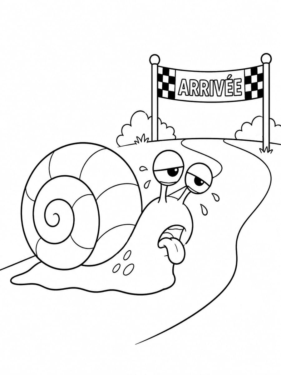 Coloriage escargot fatigué
