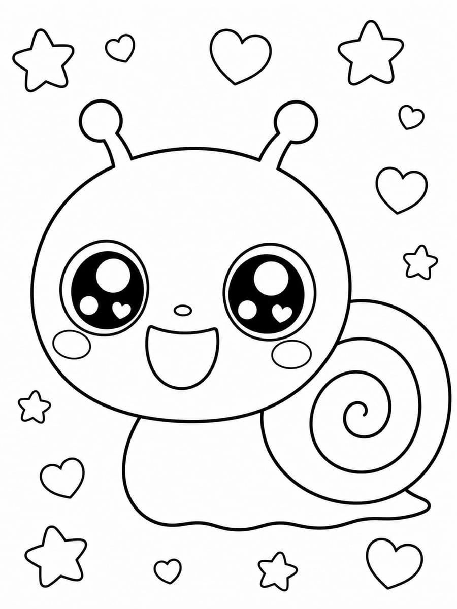 Coloriage escargot kawaii
