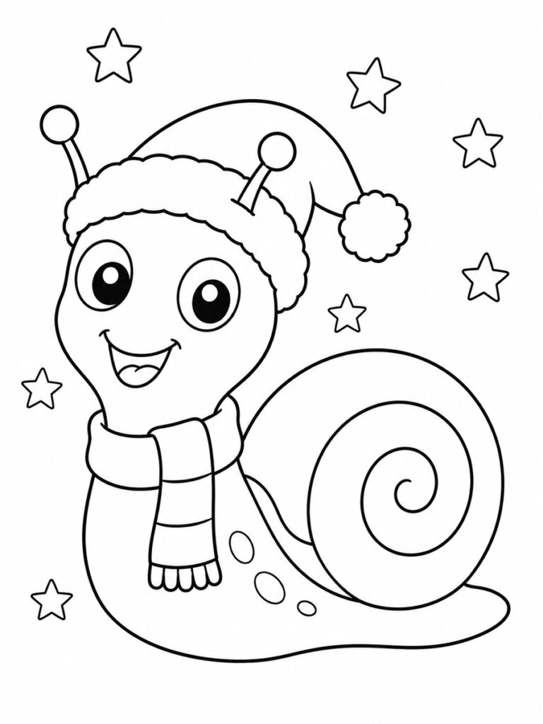 Escargot de Noël Coloriage escargot Noël