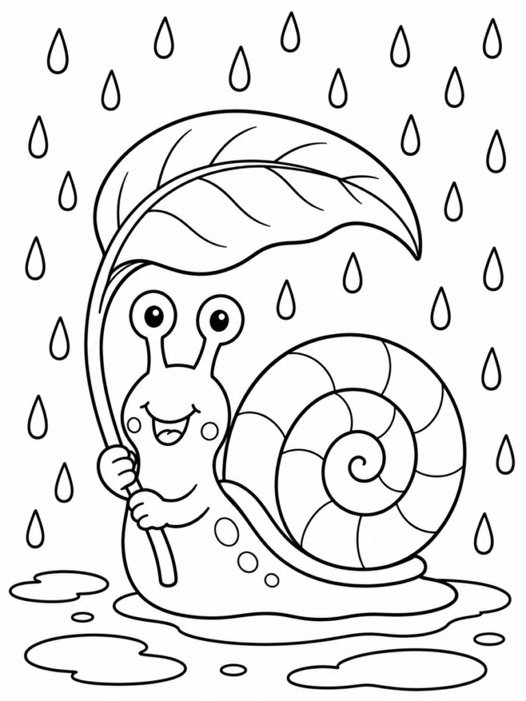 Escargot sous la pluie Coloriage escargot sous la pluie