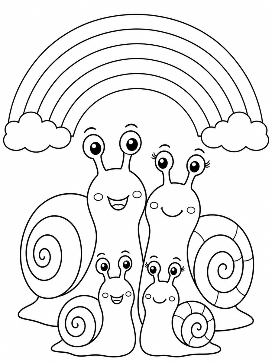 Coloriage famille escargot
