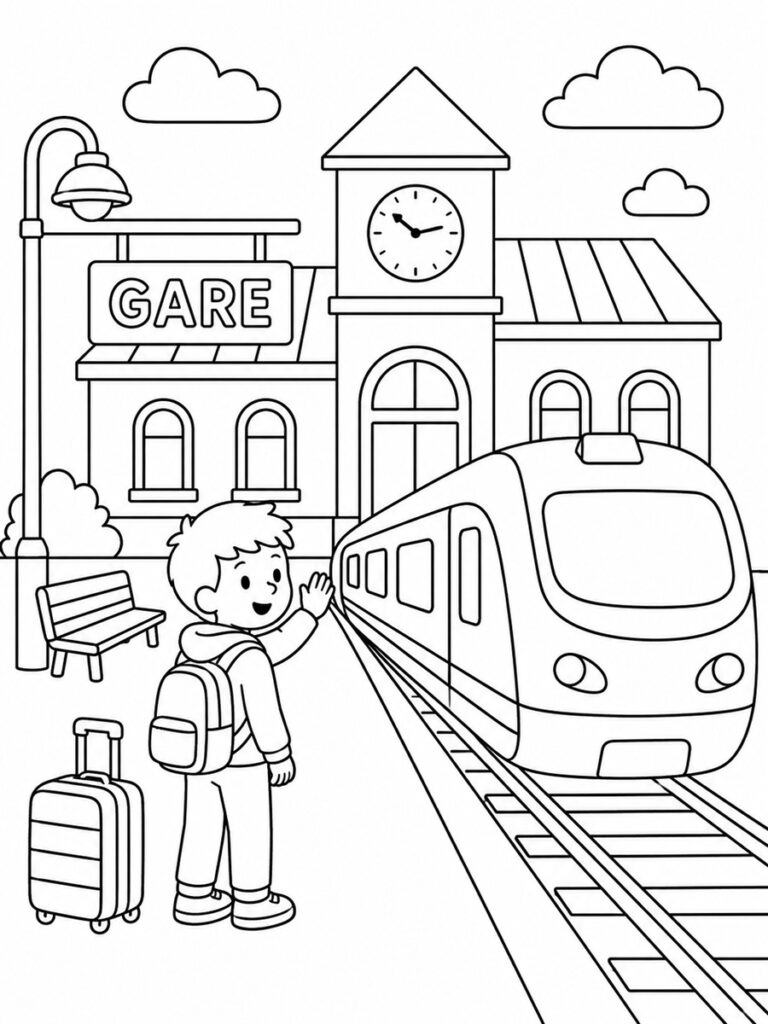 Coloriage gare de train