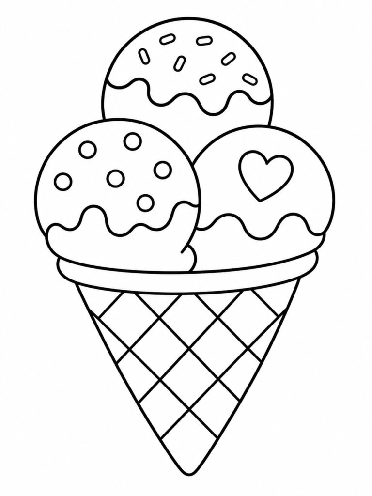 Glace 3 boules Coloriage glace 3 boules
