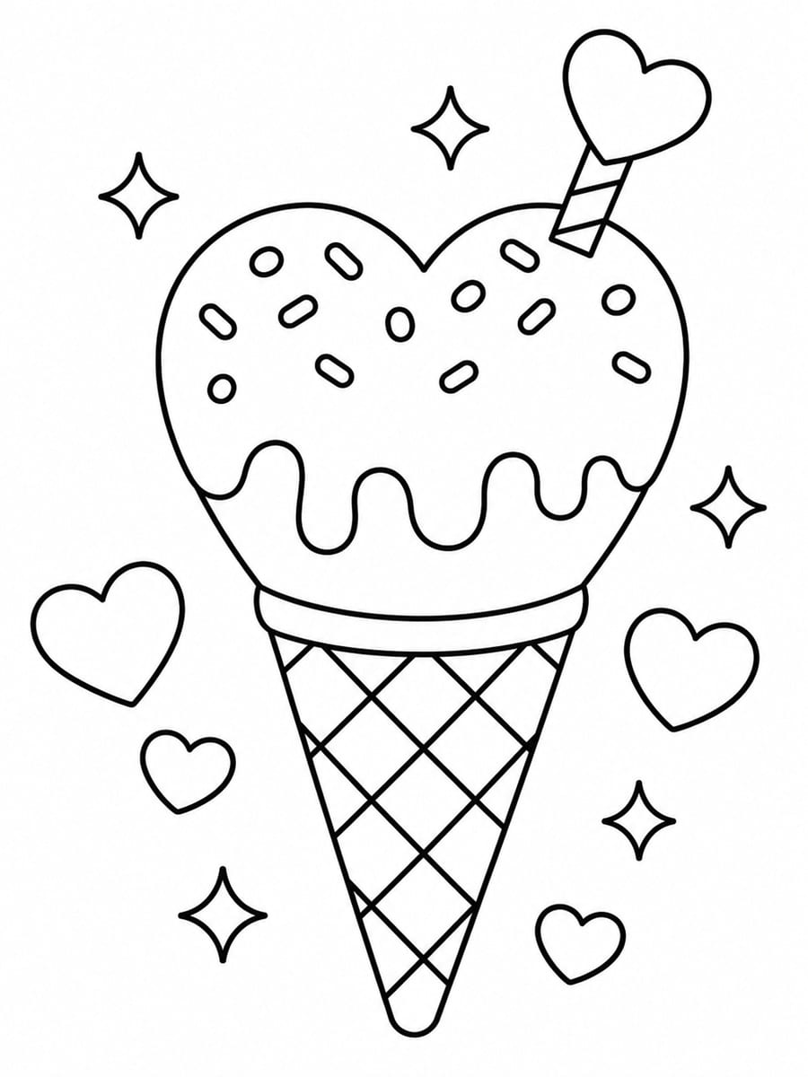 Coloriage glace cœur