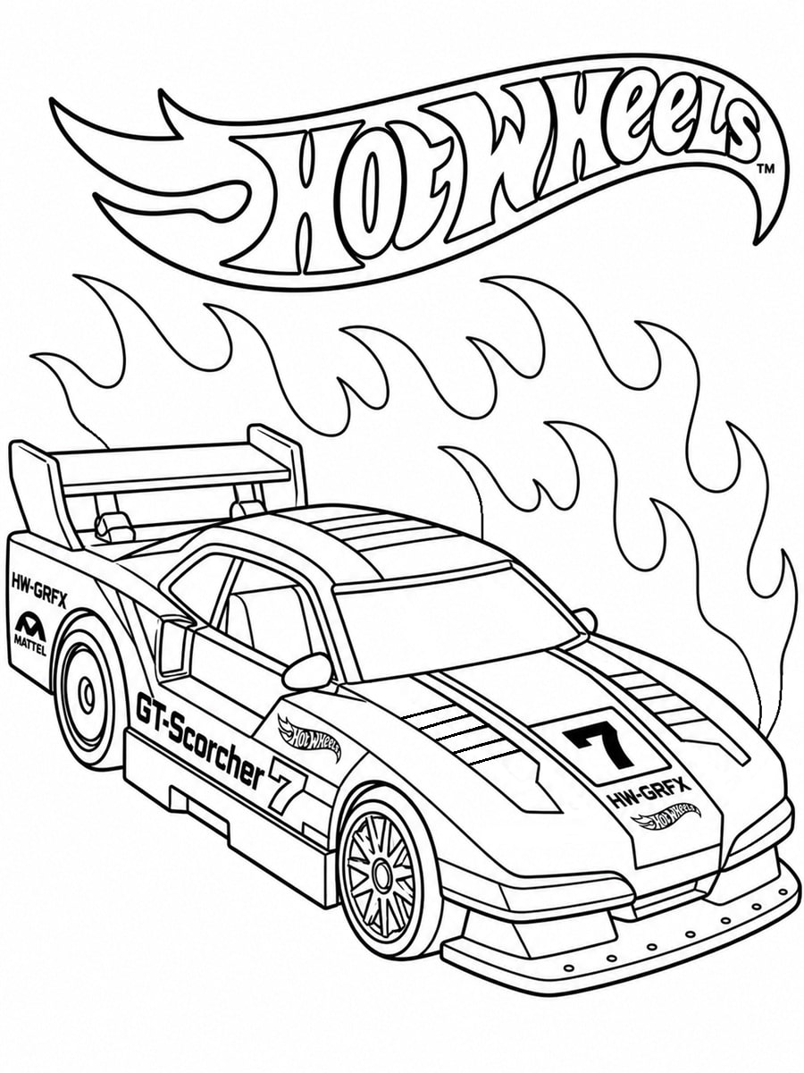 Coloriage Hot Wheels GT-Scorcher