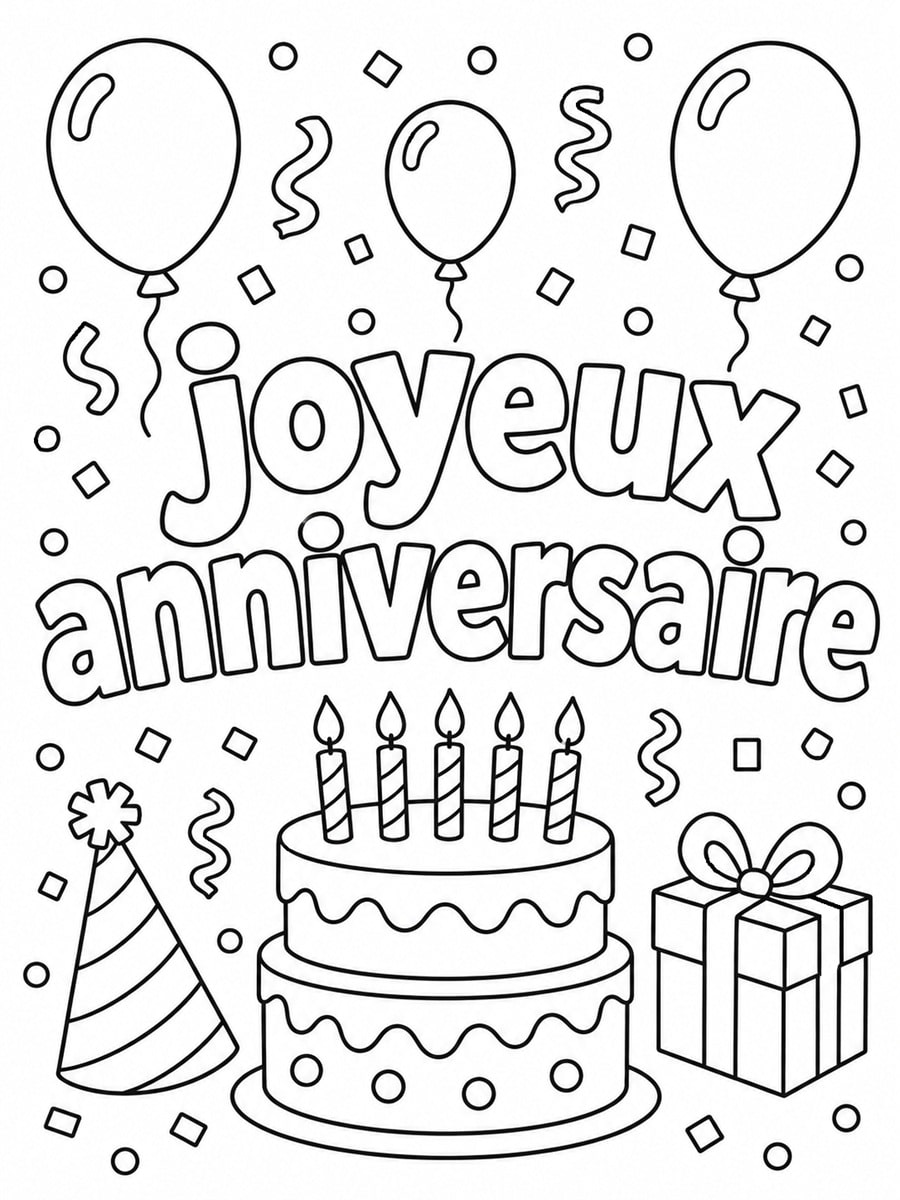 Coloriage joyeux anniversaire