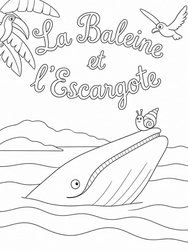 La baleine et l'escargote Coloriage la baleine et l'escargote