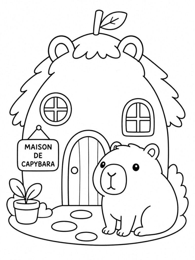 Maison capybara Coloriage maison capybara