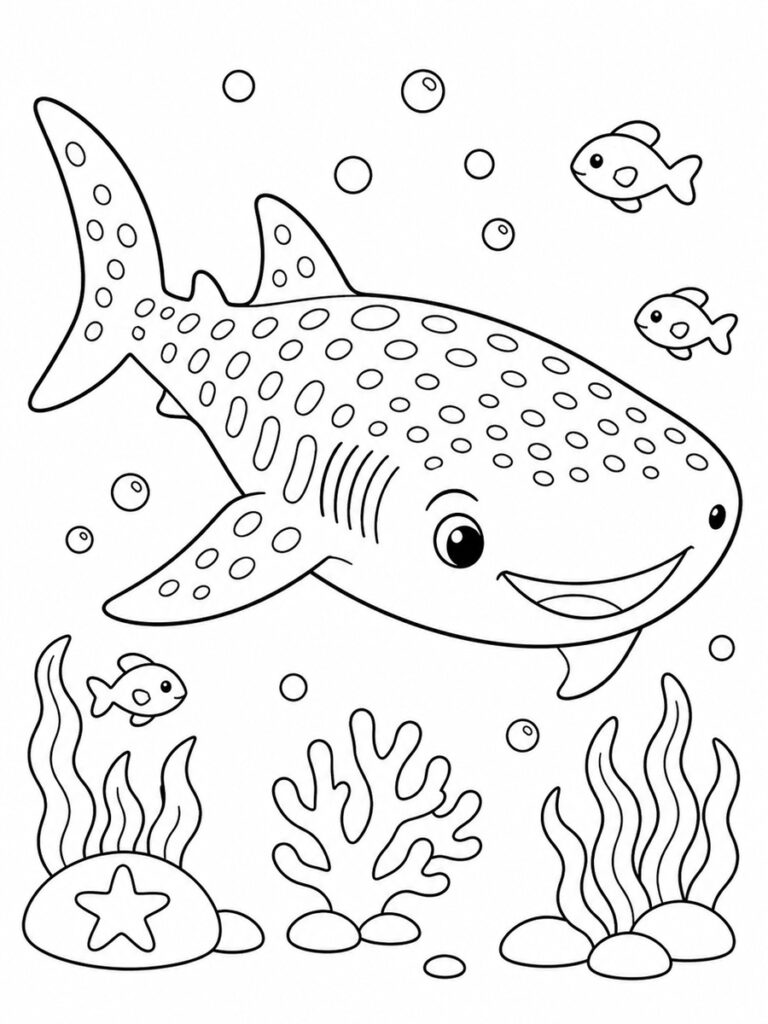 Coloriage requin baleine