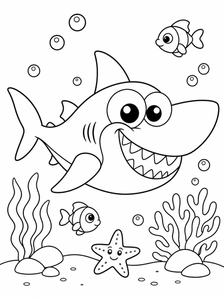 Requin cartoon Coloriage requin