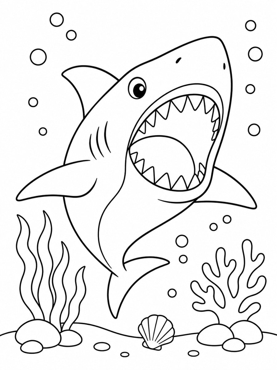 Coloriage requin gueule ouverte