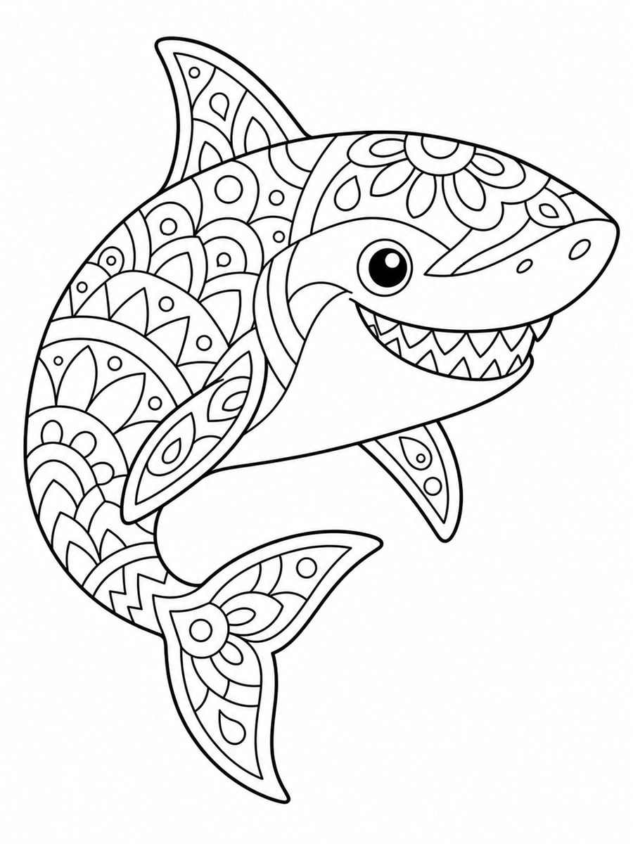 Coloriage requin mandala