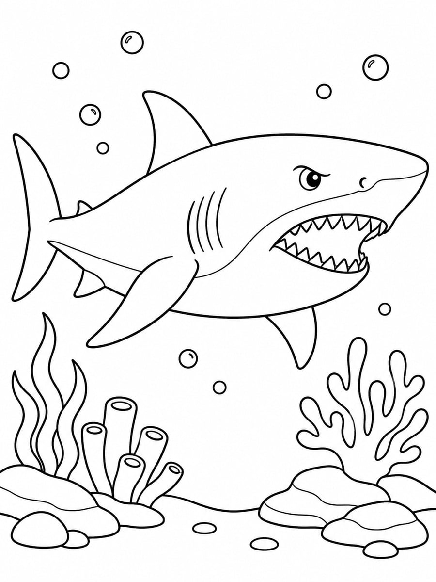 Coloriage requin mégalodon