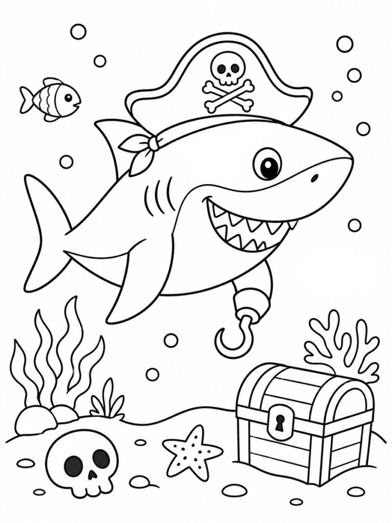 Coloriage requin pirate