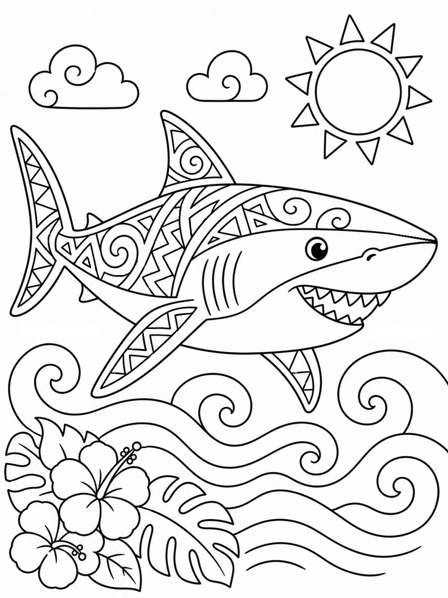 Coloriage requin polynésien