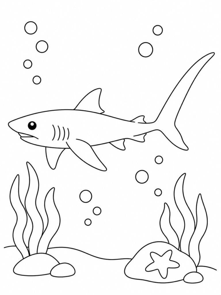 Requin renard Coloriage requin renard