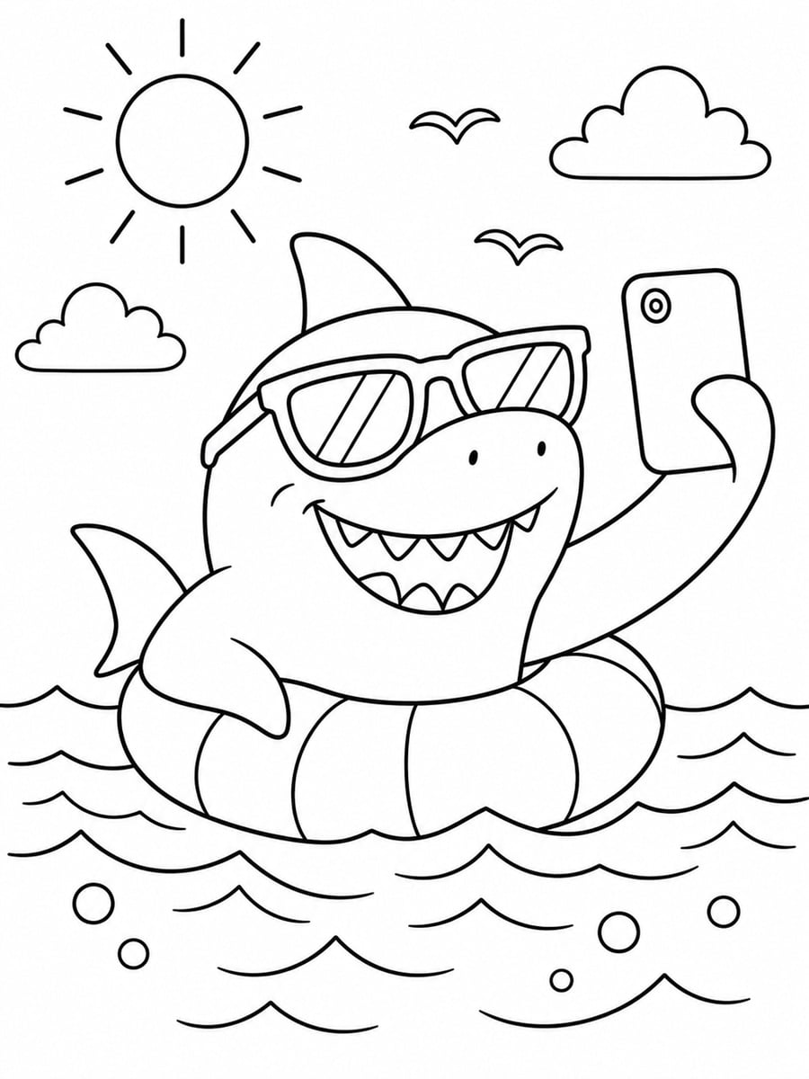 Coloriage requin rigolo