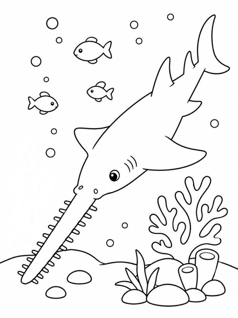 Requin scie Coloriage requin scie